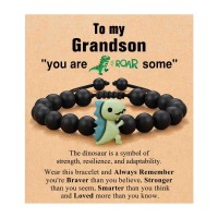 ORISPRE Grandson Bracelet Gifts from Grandma Grandparents 3 4 5 6 Year Old Boy Kids Graduation Birthday Christmas Gifts- K-A-Grandson-BK-dinosaur-02