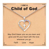 ORISPRE Baptism Gifts for Girl Kids Cross Necklace 8 12 Christening Catholic Christian Religious Confirmation Gifts for Teen Teenage Girls Christmas Stocking Stuffers-K-A-Heartneck-child-03