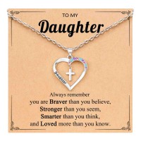 ORISPRE Gifts for Daughter Necklace from Mom Dad Gifts for Teens Girl 8 10 12 14 16 18 Year Old Birthday Easter Graduation Valentines- K-A-Heartneck-daughter-01