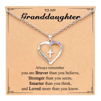 ORISPRE Granddaughter Gifts from Grandma Cross Necklace for Teens Teenage Girls Easter Stuffers Trendy Stuff 10 12 14 Year Old Birthday Graduation- K-A-Heartneck-granddaug-02
