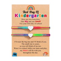 ORISPRE First Day of Kindergarten Bracelet Mommy and Me Back to School Gifts Mom and Daughter Bracelets Back to School-K-A-Kin-2heart-Rainbow-02