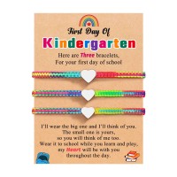 ORISPRE Back to School Bracelet Mommy and Me 1st First Day of School Mom Mother Daughter Bracelets Back to School Gifts-K-A-Kindergarten-3heart-Rainbow-01