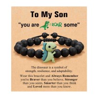 ORISPRE To My Son Bracelet Gifts from Mom Dad Boys Kids Christmas Stocking Stuffers Gifts for 3 5 7 4 6 8 Year Old Boy Birthday Dinosaur Decorations-K-A-Son-BK-dinosaur-02