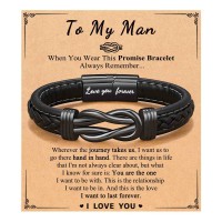 ORISPRE Mens Valentines Day Gifts for Him Husband from Wife Wedding Anniversary Birthday Gifts for Husband Easter Basket Stuffers Sweetest Day Leather Bracelet- P-B-Bk&Leather-2ndman-06