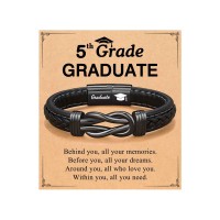 ORISPRE 5th Grade Graduation Decorations Gifts for Boys Class of 2026 Bracelets Congratulations Primary Elementary School Graduate Grad Gift for Son Grandson- P-B-Bk&Leather-5thGrade-08