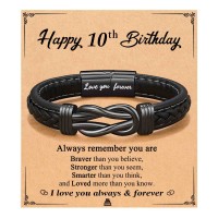 ORISPRE 10 Year Old Boy Gifts Ideas Coolest Gifts for 10 Year Old Boys Happy 10th Birthday Decorations 8-10 Bracelets- P-B-Bk&Leather-Birth-10th