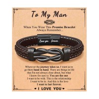 ORISPRE Fathers' Day Gifts from Girlfriend for Boyfriend Husband Him Men Birthday Ideas Anniversary Mens Who Have Everything Want Nothing Leather Bracelet- P-B-Bn&Leather-myman-04