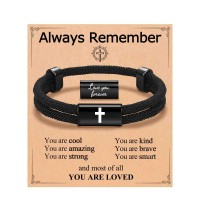 ORISPRE Cross Bracelet Boys Kids Christian Religious Easter Basket Stuffers Tween Teen Boys Gifts Ideas Baptism First Communion Confirmation Gifts for Teenage 8 12 14 16 18 11 13 Year Old Birthday- P-B-BoyAlways-Forever-01