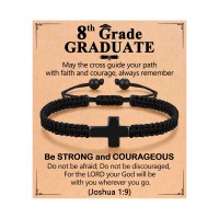 ORISPRE Best 8th Grade Graduation Decorations Gifts for Middle School Christian Graduation Bracelet Class of 2026 Congratulations Graduate Grad Gift for Son- P-B-Cross-8grade-02