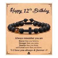 ORISPRE 12 Year Old Boy Birthday Coolest Gifts 12th Birthday Decorations for Boys 8-12 Bracelet-P-B-Cross-Birth-12th