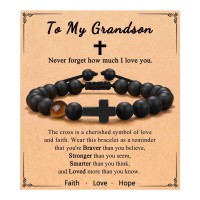 ORISPRE Grandson Bracelet from Grandma Teenage Teen Gifts Ideas for Easter Birthday Confirmation- P-B-Cross-Stringgrandson-04