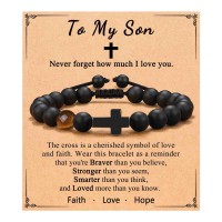 ORISPRE To My Son Bracelet Kids from Mom Dad Easter Stuffers for Teenage Teen Boys Gifts Ideas 14-16-18 7 9 11 10 13 15 Year Old Birthday Confirmation- P-B-Cross-Stringson-26