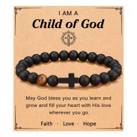 ORISPRE Baptism First Communion Confirmation Easter Basket Stuffers Gifts for Adults Godson Teen Teenage Boys Mens Cross Bracelet- P-B-Cross-godchild-27