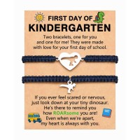 ORISPRE First Day of Kindergarten Bracelet Mommy and Me Back to School Gift- P-B-DinosBlue-Kinder-Set--01
