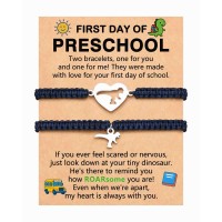 ORISPRE First Day of Preschool Bracelet Mommy and Me Back to School Gifts-P-B-DinosBlue-Prek-Set-02