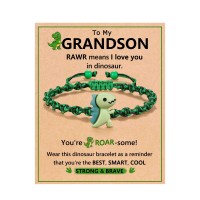 ORISPRE Grandson Bracelet Gifts from Grandma Dinosaur Birthday Christmas Stocking Stuffers Gifts for Boys Kids- P-B-Grandson-Dino-02