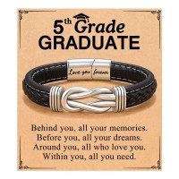 ORISPRE 5th Grade Graduation Decorations Gifts for Boys Class of 2025 Bracelets Congratulations Primary Elementary School Graduate Grad- P-B-Leather-5grade-05