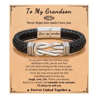 ORISPRE Grandson Bracelet Gifts from Grandma Teenage Teen Boys 13 15 14-16-18 Year Old Boy Birthday Confirmation Christmas-P-B-Leather-Grandson-02