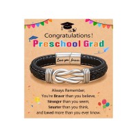 ORISPRE Preschool Pre k Graduation Gifts Decorations for Boys Kids Class of 2026 Congratulations Grad Best Graduation Bracelets for Son Grandson Nephew-P-B-Sil-GradePrek-17