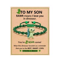 ORISPRE To My Son Bracelet from Mom Dad, Dinosaur Birthday Gifts for 5 7 4 6 8 12 Year Old Boys Kids Christmas Stocking Stuffers Valentines Gifts-P-B-Son-Dino-01