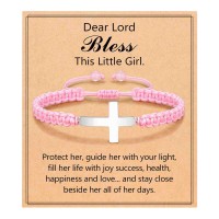 ORISPRE First Communion Baptism Gifts for Girl Christening Catholic Confirmation Religious Christian Easter Basket Stuffers for Kids Teens Teenage Goddaughter Cross Bracelet-P-B-girlcross-bless-08-New