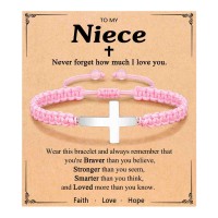 ORISPRE Niece Gifts From Auntie Cross Bracelet for Girls Birthday Christmas Easter Valentines Day Graduation- P-B-girlcross-niece-07