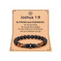 ORISPRE Easter Basket Stuffers Teen Boy Gifts Ideas Cross Bracelet for Men Christian Baptism Confirmation Catholic First Communion Religious Birthday for Teens Teenage Joshua 1 9