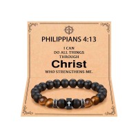 ORISPRE Cross Bracelet for Men Boys Christian Baptism Confirmation Catholic Communion Religious Birthday Easter Christmas Gifts for Adults Teens Teenager -Philippians 4 13
