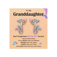 ORISPRE Hypoallergenic Earrings for Girls Kids 4 6 8 5 7 Little Girl Jewelry Mermaid Birthday Christmas Stocking Stuffers Granddaughter Gifts from Grandma- P-E-Mermaid-Granddau-02