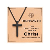 ORISPRE Cross Necklace Men Teenage Teen Boy Gifts Ideas 8 12 14 16 18 13 15 Year Old Birthday Christian Baptism Confirmation Christmas Stocking Stuffers Philippians 4 13- P-N-18BlackCross-4-13-02