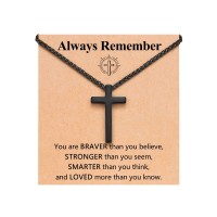 ORISPRE Cross Necklace Men Teenage Teen Boy Gifts Ideas 8 12 14 16 18 13 15 Year Old Birthday Christian Baptism Confirmation Christmas Stocking Stuffers for Kids Boys- P-N-18BlackCross-Always-01