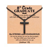 ORISPRE Best 8th Grade Graduation Decorations Gifts for Boys Middle School Christian Graduation Necklace Class of 2026 Cool Graduates Grad Gift for Son Grandson- P-N-BK-8thgrad-03