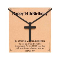 ORISPRE 14 Year Old Boy Gifts, Birthday Gifts for 14 Year Old Boy 14th Birthday Decorations Necklace-P-N-BK-CrossBirth-14yr-05