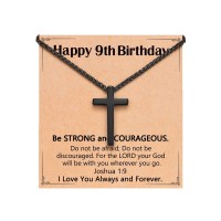 ORISPRE 9 Year Old Boy Birthday Gifts, Gifts for 9 Year Old Boys 9th Birthday Decorations Necklace-P-N-BK-CrossBirth-9yr-09