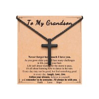 ORISPRE Grandson Gifts from Grandma Grandparents Cross Necklace Birthday Confirmation Graduation Christmas Gifts for Teen Teenage Boys 12 14 16 18 13 15 Kids- P-N-BKCross-Grandson-02