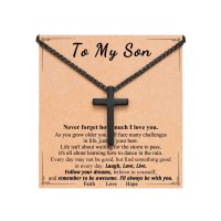 ORISPRE To My Son Gifts from Mom Cross Necklace for Boys Kids Ages 8-12 Teenage Teen Boy Gifts Ideas 14 16 18 13 15 Year Old Birthday Baptism Christmas Stocking Stuffers- P-N-BKCross-Son-01