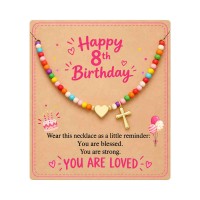 ORISPRE 8 Year Old Girl Birthday Gifts for 8 Year Old Girls 8th Birthday- P-N-GBirth-HeartCross-8th-01