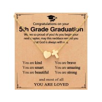 ORISPRE 5th Grade Graduation Decorations Gifts for Girls Elementary School Christian Graduation Necklace 2026 Graduate Grad Gift- P-N-Heartcross-5thGrade-01