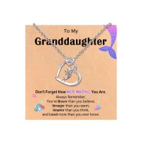 ORISPRE Granddaughter Necklace Gifts from Grandma Mermaid Gifts for Little Girls Kids Jewelry Ages 4 6 8 5 Birthday Christmas Stocking Stuffers- P-N-Mermaid-Granddaug-02