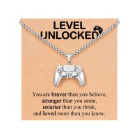 ORISPRE Gamer Gifts for Boys Necklace 8-12 Gaming Cool Stuff Christmas Stocking Stuffers 9 10 11 Year Old Boy Birthday Gifts for Gamers Kids Valentines- P-N-Silver-Gamer01